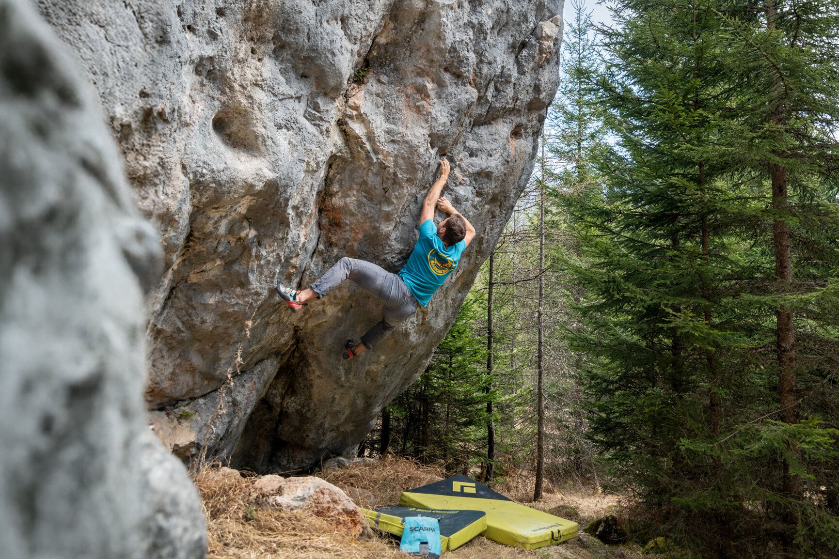 Boulderer am Fels U-Alm