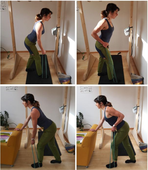 Climbing balance exercise: rowing