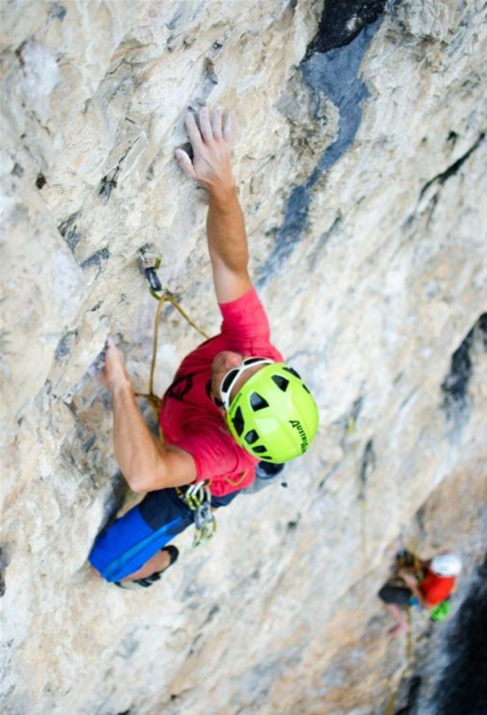 Christian Piccolruaz in der Kletterroute Chief Pinnis