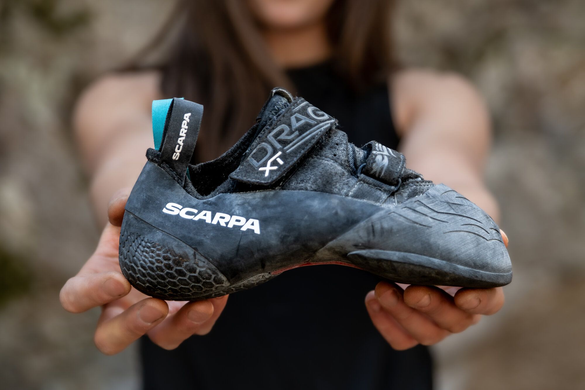 Kletterschuh Scarpa Drago XT im Einsatz am Fels