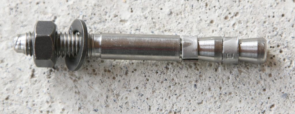 Stainless steel M12 express anchor for use as a drill hook