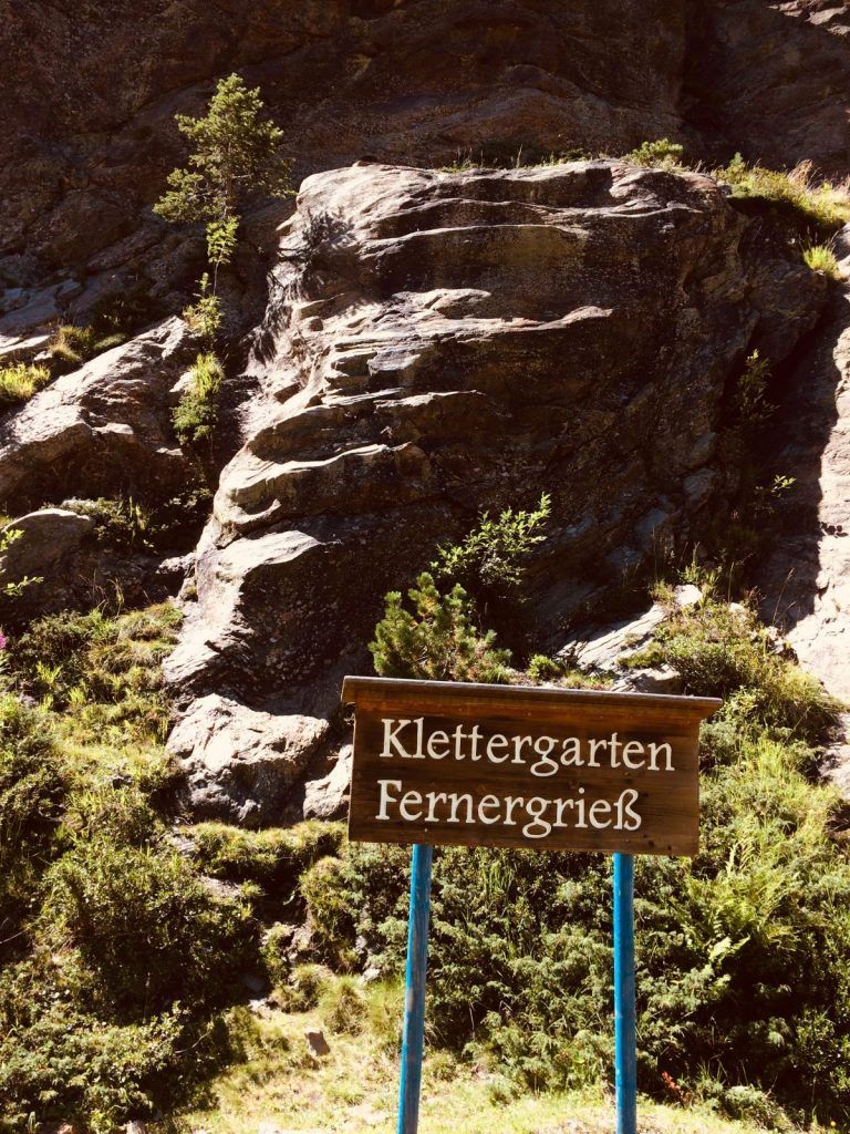 Children climbing at the Fernergries Rock Climbing Area in the Kaunertal valley