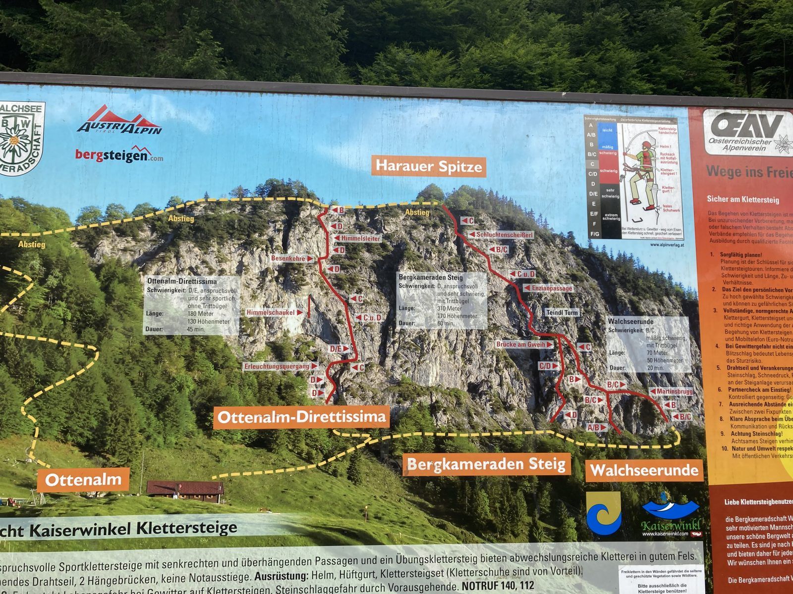 Trail Marking at the entrance to the Kaiserwinkel climbing arena