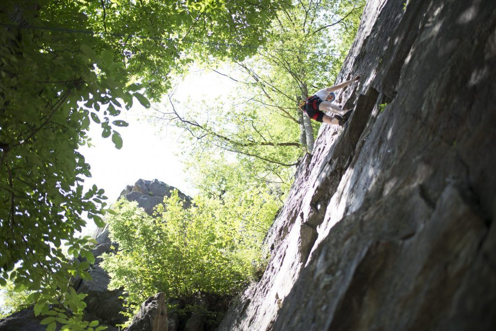 Climbers on the granite of the Oetz Crag