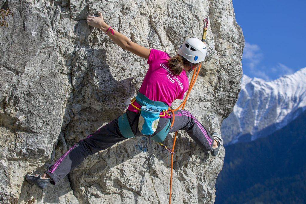 Climbers at the Stams Rock Climbing Area in Tirol