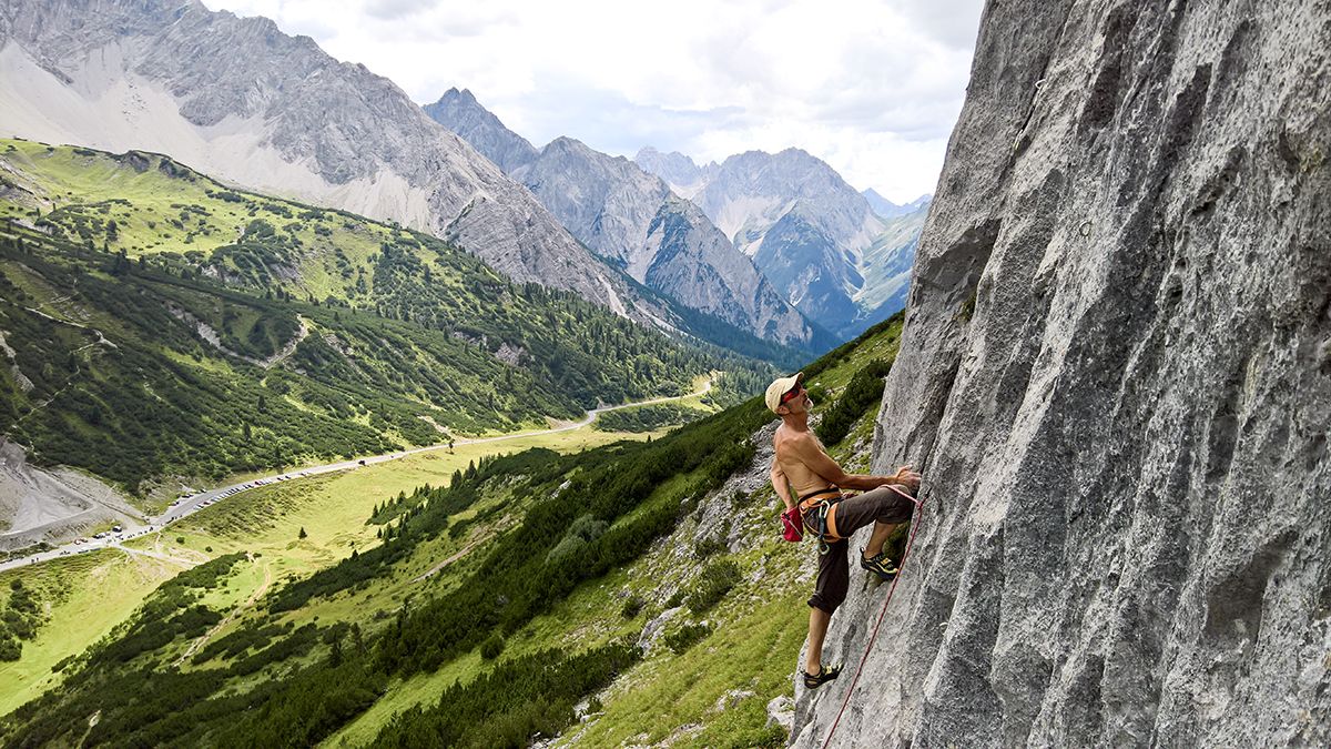 Climbers at the Crag on the Hahntennjoch at around 2,000 metres