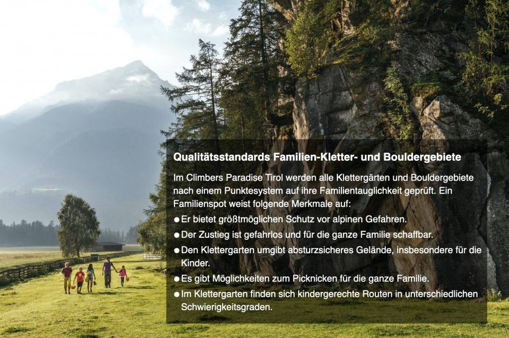 Qualitätsstandards für Familien-Kletter- und Bouldergebiete