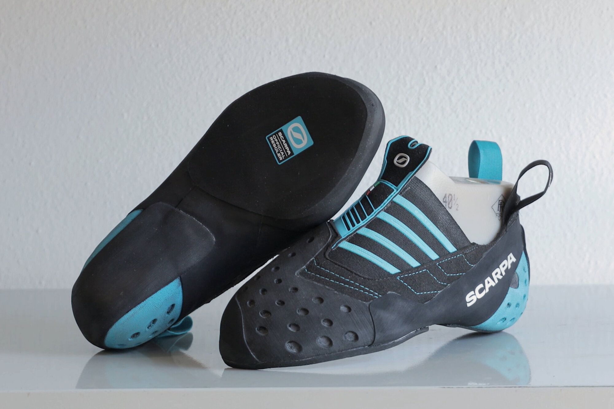 Nachher-Bild der neu besohlten Kletterschuhe