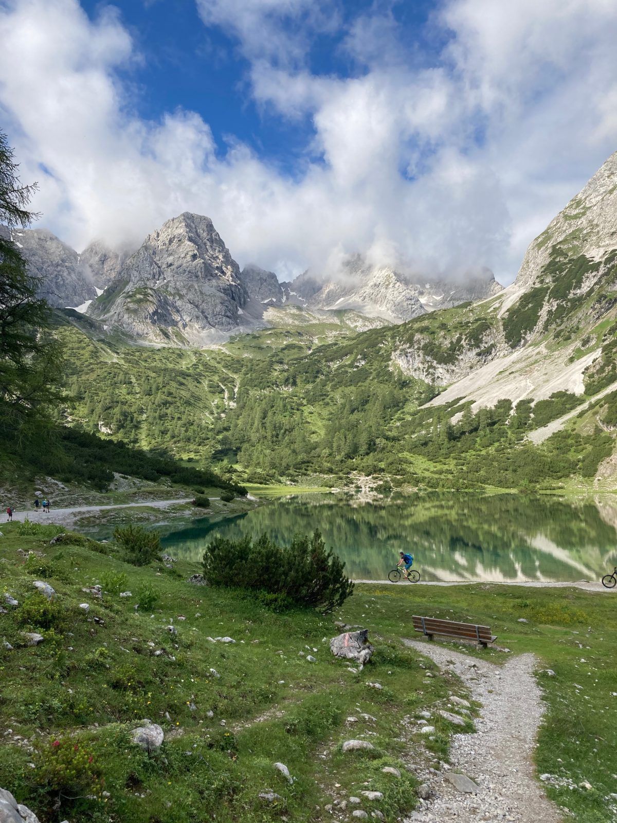 View across Lake Seebensee to the mountain peaks