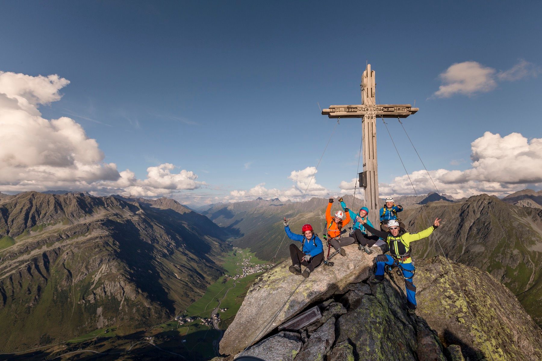 The exposed summit of the Ballunspitze at the end of the Silvapark Via Ferrata