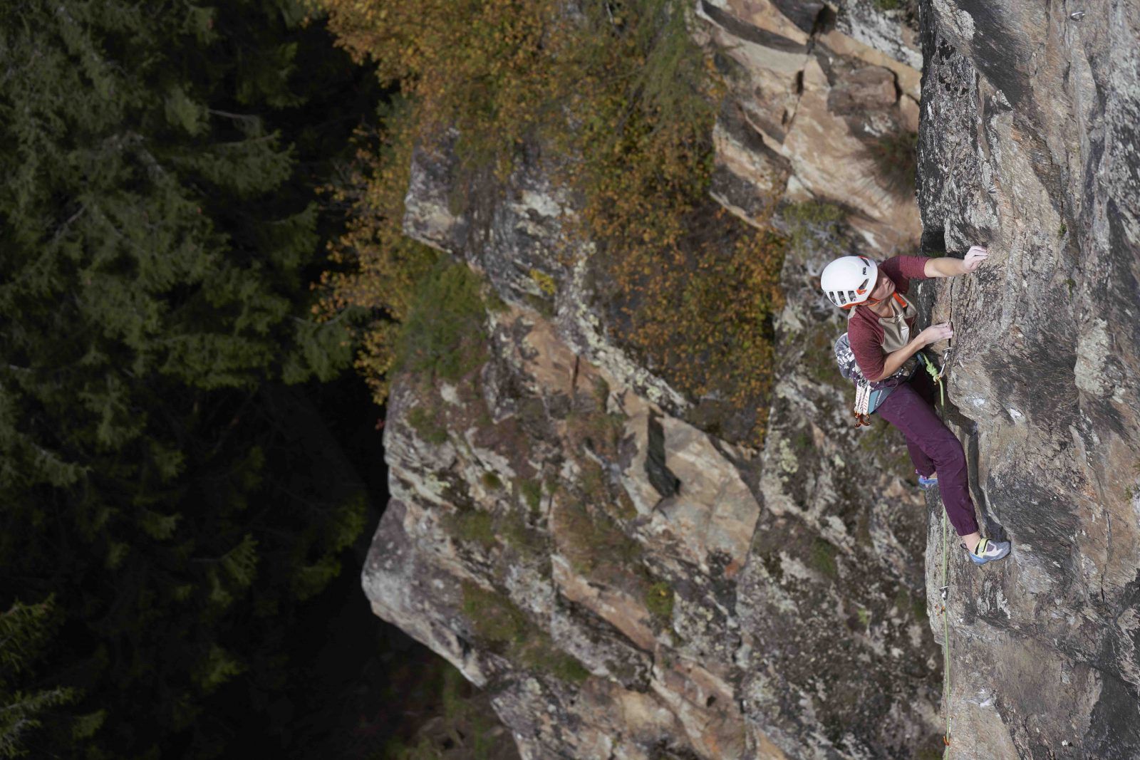 Chanti Gründler on a steep pitch of the ‘Utopia’ route