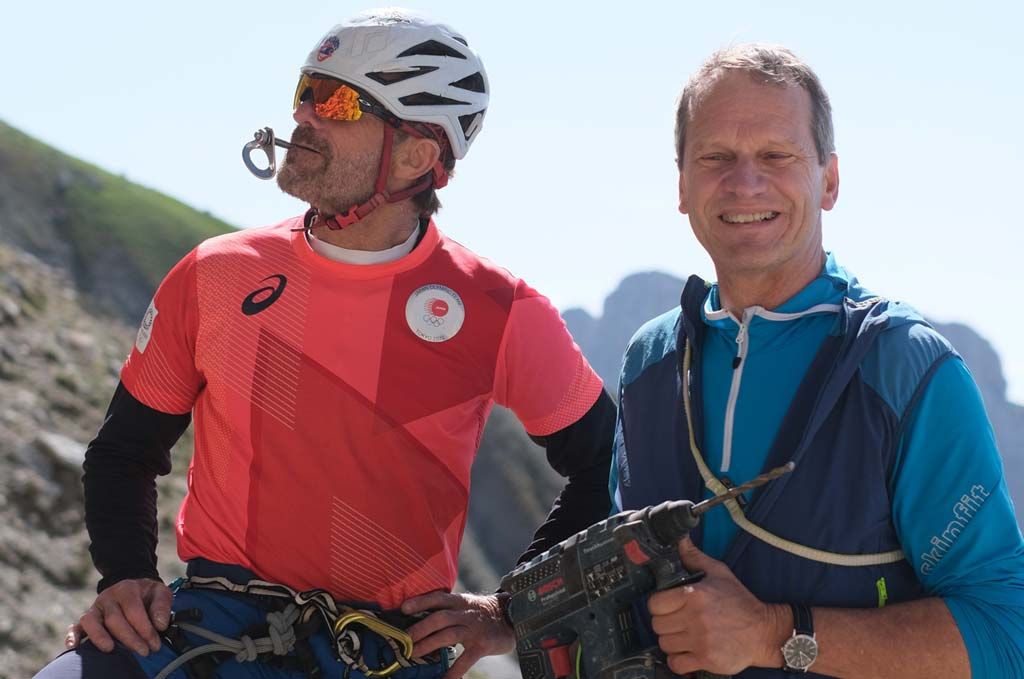 Die Erstbegeher Luis Knabl und Thomas Schöpf an der Scharnitzspitze