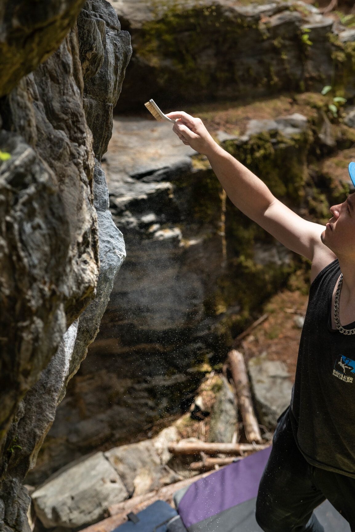 Boulderer am Fels Mandlers Boden