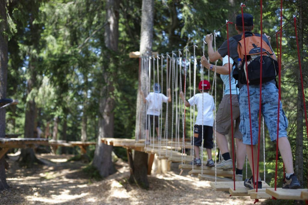 Kinder im Waldseilgarten bei Timoks Alm