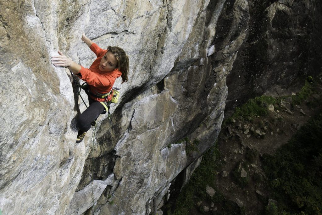 Climbers on a multi-pitch Climbing route near Nösslach