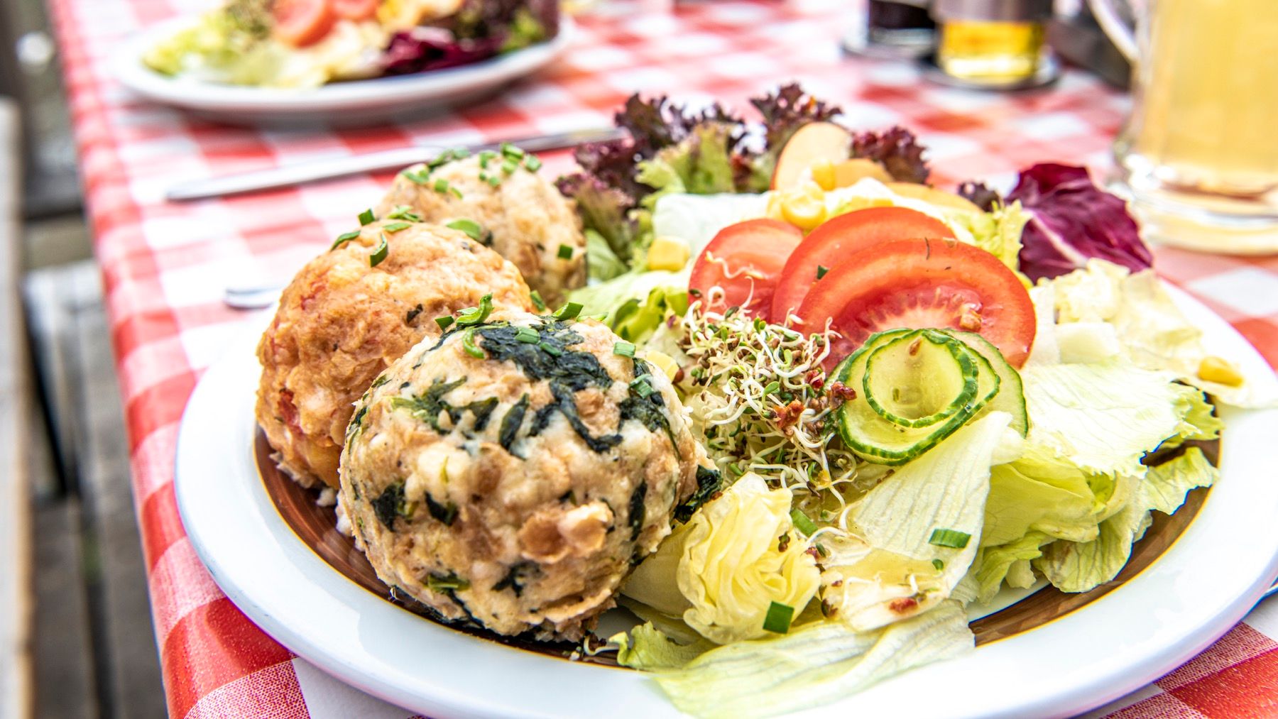 A plate of dumplings at the Darmstädter Mountain hut