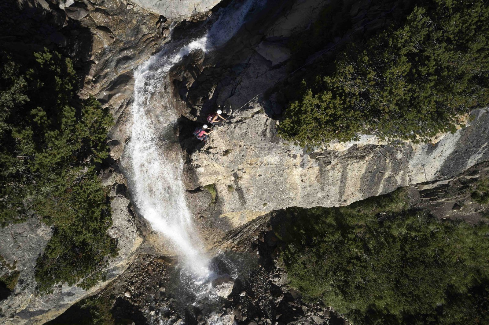 Abendstimmung am Wasserfallklettersteig bei der Muttekopfhütte