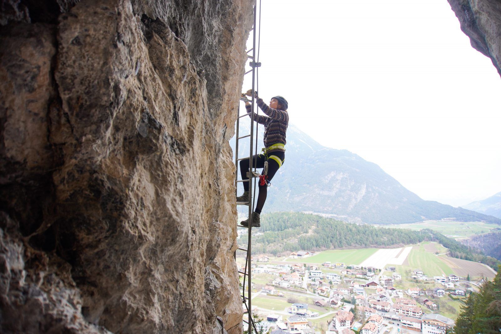 Vertical ladder on the Steinwand Via Ferrata in the Pitztal