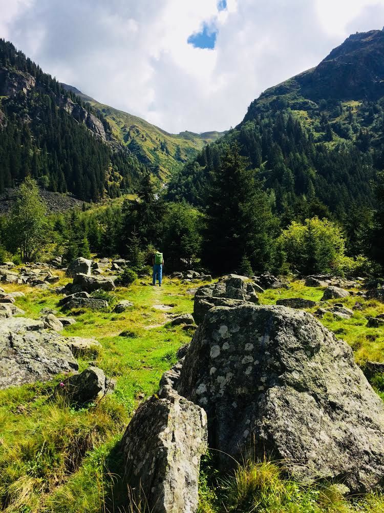 Wanderweg zwischen Felsblöcken im Pitztal