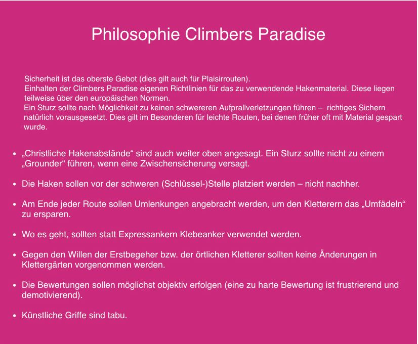 Infographic on the philosophy of Climbers Paradise Tirol