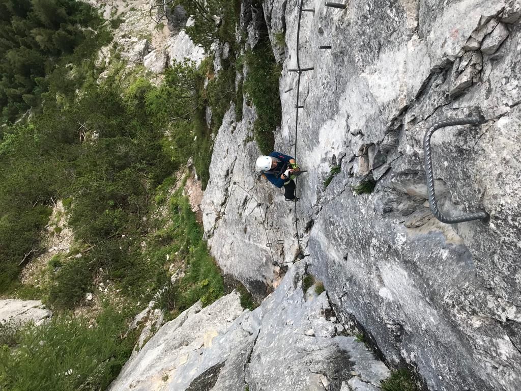 Klettersteiggeherin am Seeben-Klettersteig