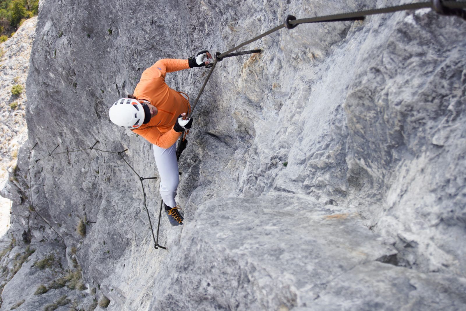 Steep crux on the Kaiser-Max Via Ferrata on the Martinswand